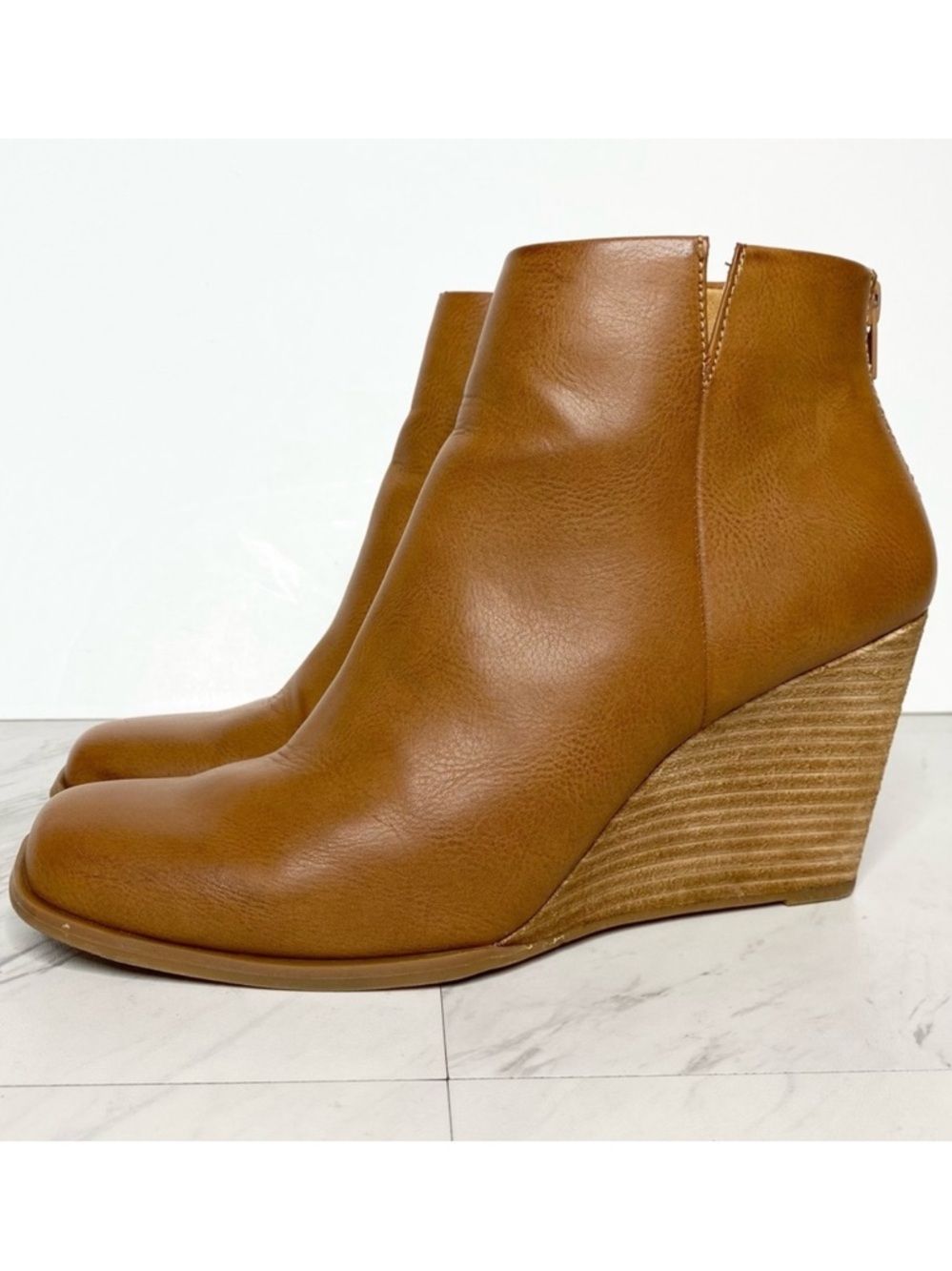 Korks Kork Ease Oliana Brown Faux Leather Wedge Bootie 8M